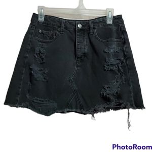 American Eagle black distressed mini skirt